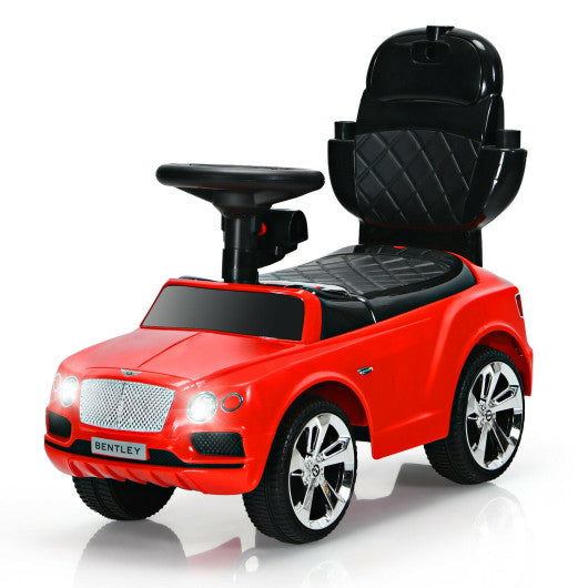 3-in-1 Licensed Bentley Kids Push and Sliding Car with Canopy-Red