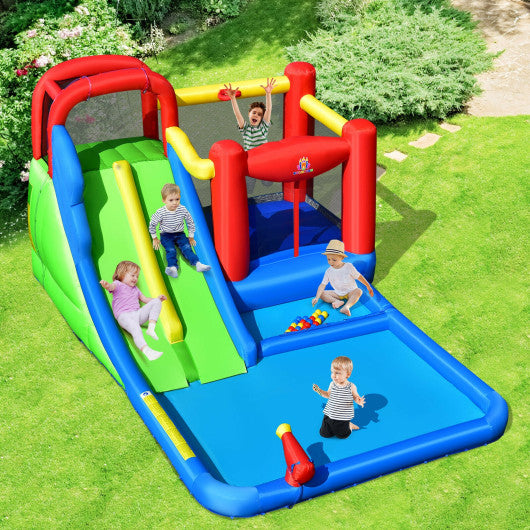 Inflatable Water Slide with Ocean Balls for Kids without Blower