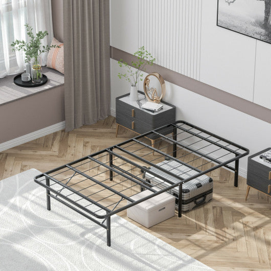 Twin/Full/Queen Size Foldable Metal Platform Bed with Tool-Free Assembly-Twin size