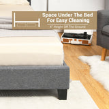Full/Queen Size Upholstered Platform Bed Frame with Linen Headboard-Queen Size