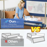 57 Inch Vertical Lifting Bed Guard Rails for Toddlers with Lock-Blue
