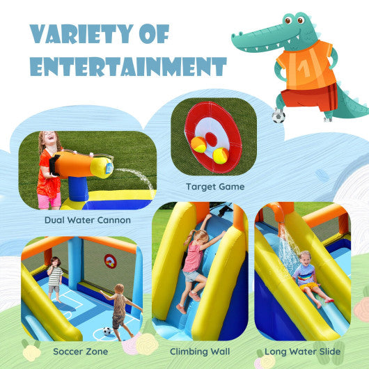 Giant Soccer Themed Inflatable Water Slide Bouncer with Splash Pool without Blower