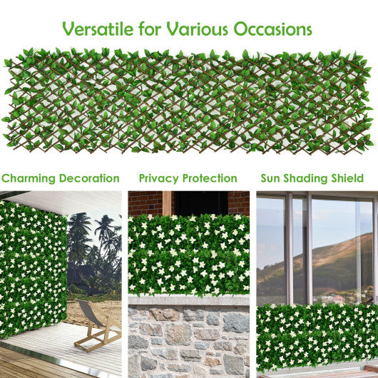 4 Pieces Expandable Faux Ivy Privacy Screen Fence Panel Pack with Flower-White