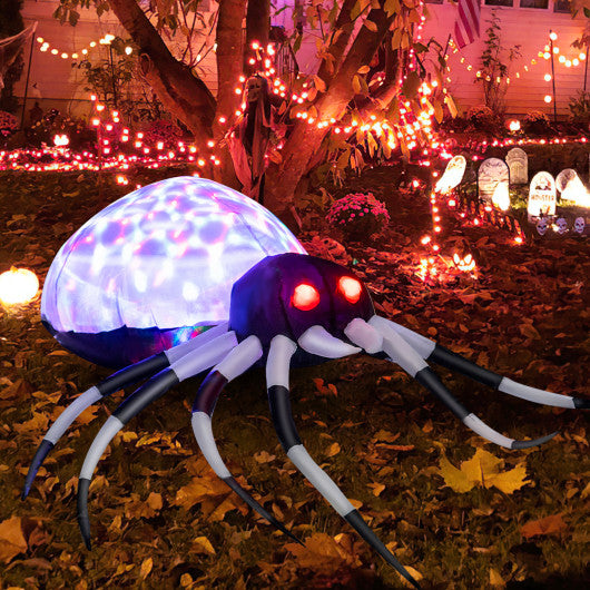 3.5 Feet Wall Halloween Inflatable Spider with Multi-Color Lights and Built-In Blower