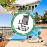 Outdoor Patio Camping Lightweight Folding Rocking Chair with Footrest -Gray