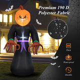 6.5 Feet Inflatable Halloween Warlock with Pumpkin Head Blow-up Pumpkin Reaper