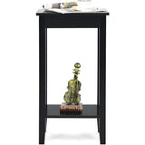 Set of 2 Versatile 2-Tier End Table with Storage Shelf-Black