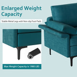 Large 3-Seat Sofa Sectional with Metal Legs and 2 USB Ports for 3-4 people-Turquoise