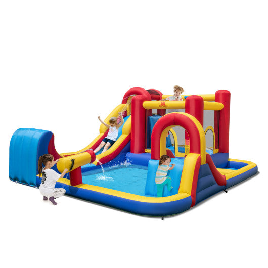 7 in 1 Outdoor Inflatable Bounce House with Water Slides and Splash Pools without Blower
