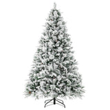 4.5/6/7 Feet Artificial Xmas Tree with Pine Needles and LED Lights-7 ft