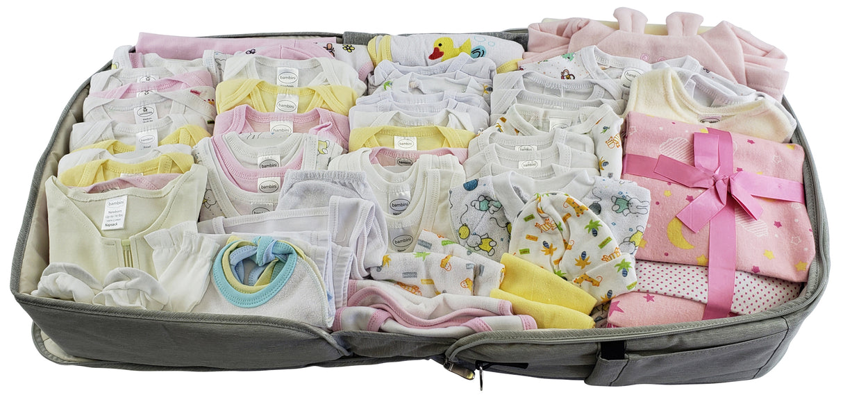 Girls 80 pc Baby Clothing Starter Set with Diaper Bag