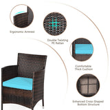 3 Pcs Outdoor Rattan Wicker Furniture Set-Blue