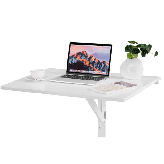 31.5 x 23.5 Inch Wall Mounted Folding Table for Small Spaces-White