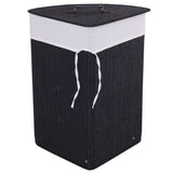 Corner Bamboo Hamper Laundry Basket-Black