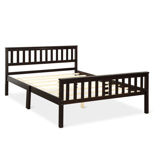 Full Size Wood Platform Bed Frame with Headboard and Footboard