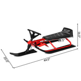 Kids Snow Sled with Steering Wheel and Double Brakes Pull Rope-Red