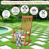 Indoor Outdoor Wooden High Back Rocking Chair-Natural