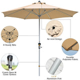 9 Feet Patio Outdoor Market Umbrella with Aluminum Pole without Weight Base-Beige