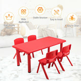 Kids Plastic Rectangular Learn and Play Table-Red