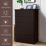 Functional Storage Organized Dresser with 5 Drawer-Dark Brown