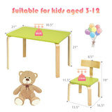 3 Piece Kids Wooden Activity Table and 2 Chairs Set-Green