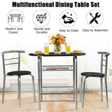 3 pcs Home Kitchen Bistro Pub Dining Table 2 Chairs Set- Silver