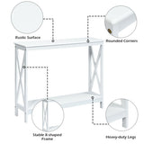 2-Tier Console X-Design Sofa Side Accent Table-White