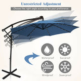 10 ft 360° Rotation Solar Powered LED Patio Offset Umbrella-Blue