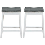 Set of 2 24-Inch Height Backless Counter Stool with Footrest-White