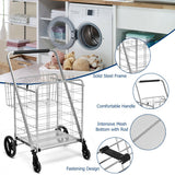 Heavy Duty Folding Utility Shopping Double Cart-Silver