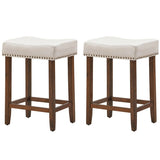 Set of 2 Nailhead Saddle Bar Stools 24 Inch Height