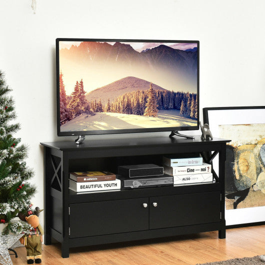 44 Inch Wooden Storage Cabinet TV Stand-Black