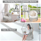 Hanging Hammock Chair with 330 Pounds Capacity and Cotton Rope Handwoven Tassels Design-Gray