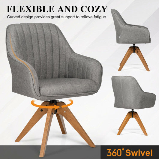 Fabric Swivel Accent Chair with Beech Wood Legs