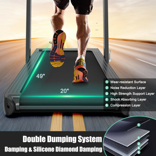 4.75HP 2 In 1 Folding Treadmill with Remote APP Control-Black