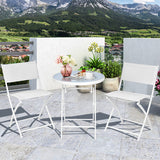 3 Pieces Patio Folding Bistro Set for Balcony or Outdoor Space-White