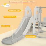 6 in 1 Toddler Slide and Swing Set with Ball Games-White