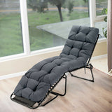 Outdoor Lounge Chaise Cushion with String Ties for Garden Poolside-Gray