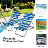 Portable Beach Chair Set of 2 with Headrest -Blue