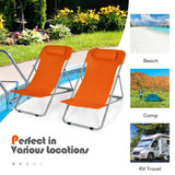 Portable Beach Chair Set of 2 with Headrest -Orange