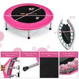 38 Inch Mini Folding Trampoline Portable Leisure Fitness Backboard-Pink