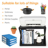 Desktop Printer Stand 2 Tiers Storage Shelves with Anti-Skid Pads Black