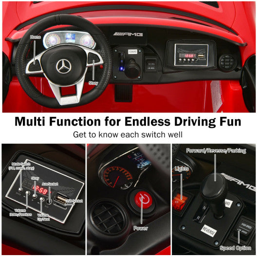 12V Kids Ride On Car Mercedes Benz AMG GTR with Remote and LED Lights-Red