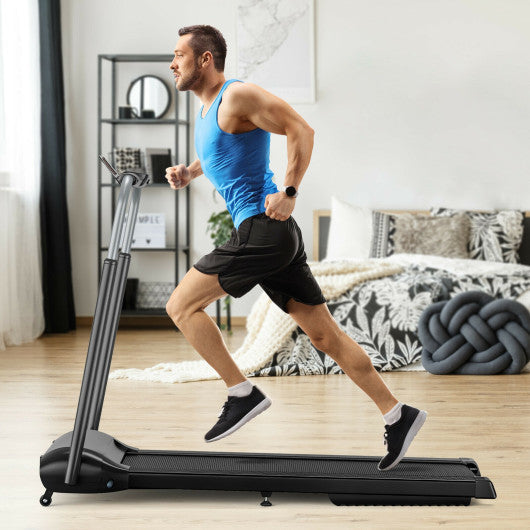 Compact Folding Treadmill with Touch Screen APP Control-Black