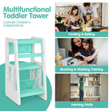 Kids Kitchen Step Stool with Double Safety Rails -Green