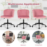 Velvet Leisure Office Chair with Adjustable Height-Pink