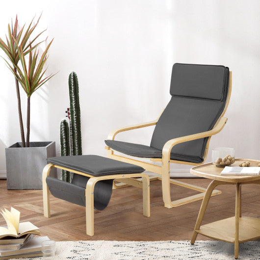Relax Bentwood Lounge Chair  Set with Magazine Rack-Gray