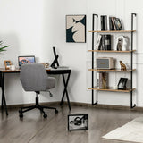 4-Tier Industrial Ladder Bookshelf with Metal Frame-Coffee
