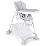 Baby Convertible Folding Adjustable High Chair with Wheel Tray Storage Basket -Gray