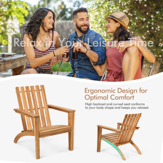 Outdoor Durable Patio Acacia Wood Adirondack Lounge Armchair-Natural